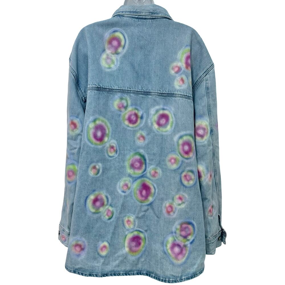Good American Custom Rainbow Blue Denim Redesign Shacket Jacket size 5 / XXL - Picture 6 of 11